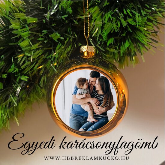 Egyedi karácsonyfagömb 8cm arany